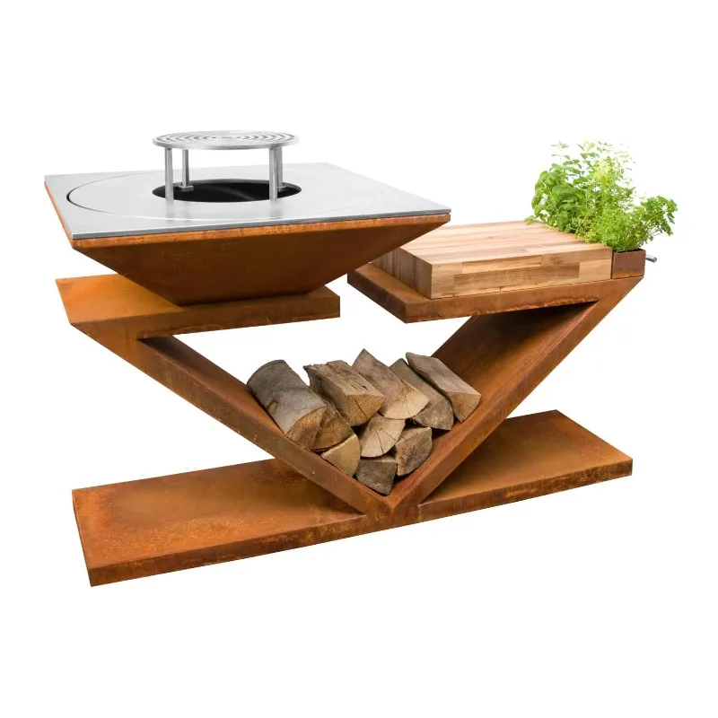 

Rust Corten Steel BBQ Charcoal Grill for Outdoor Cooking