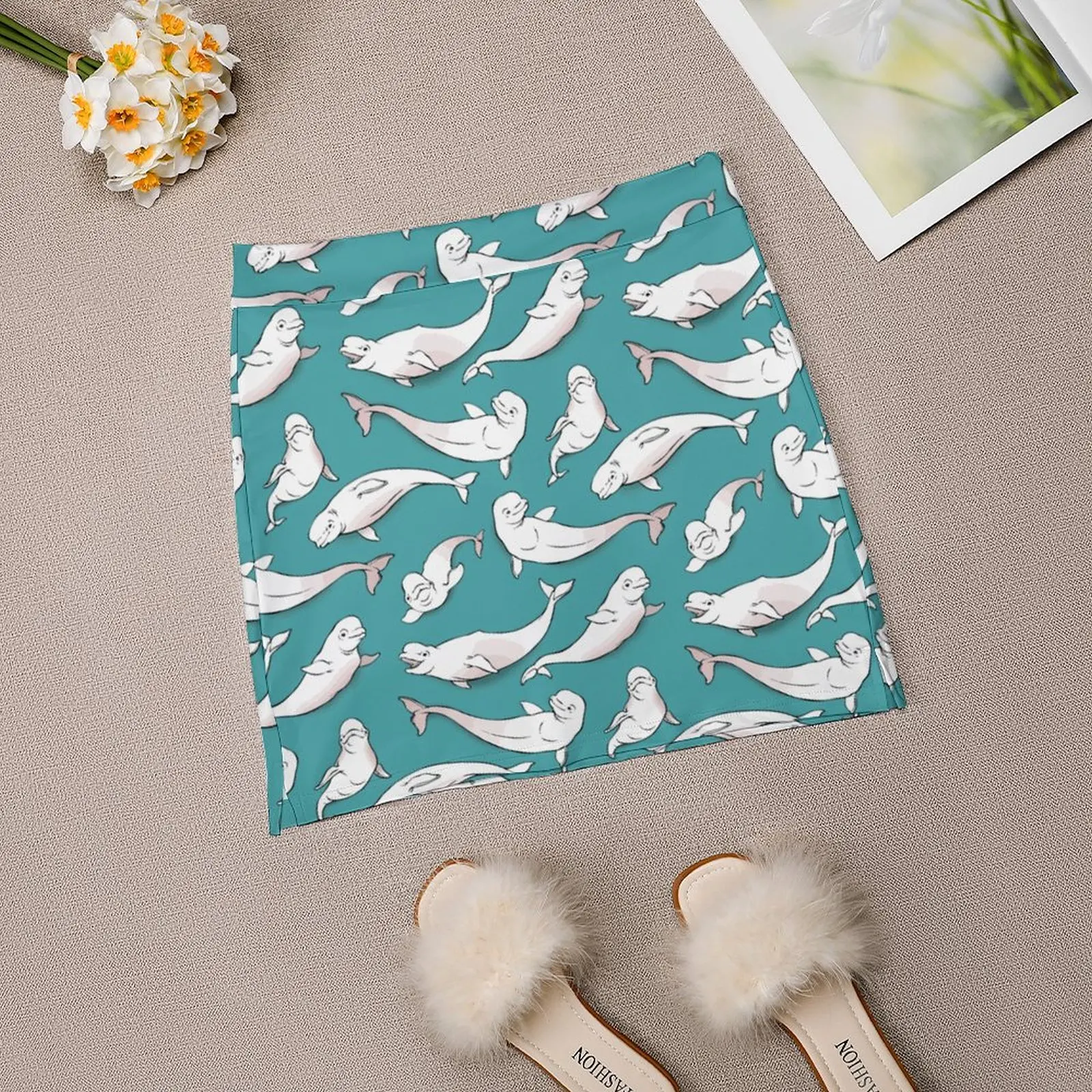 Wit Walvissen Rokken Vrouw Mode 2022 Broek Rok Mini Rokken Kantoor Korte Rok Naadloze Inkpen Patroon Walvissen Witte Walvis