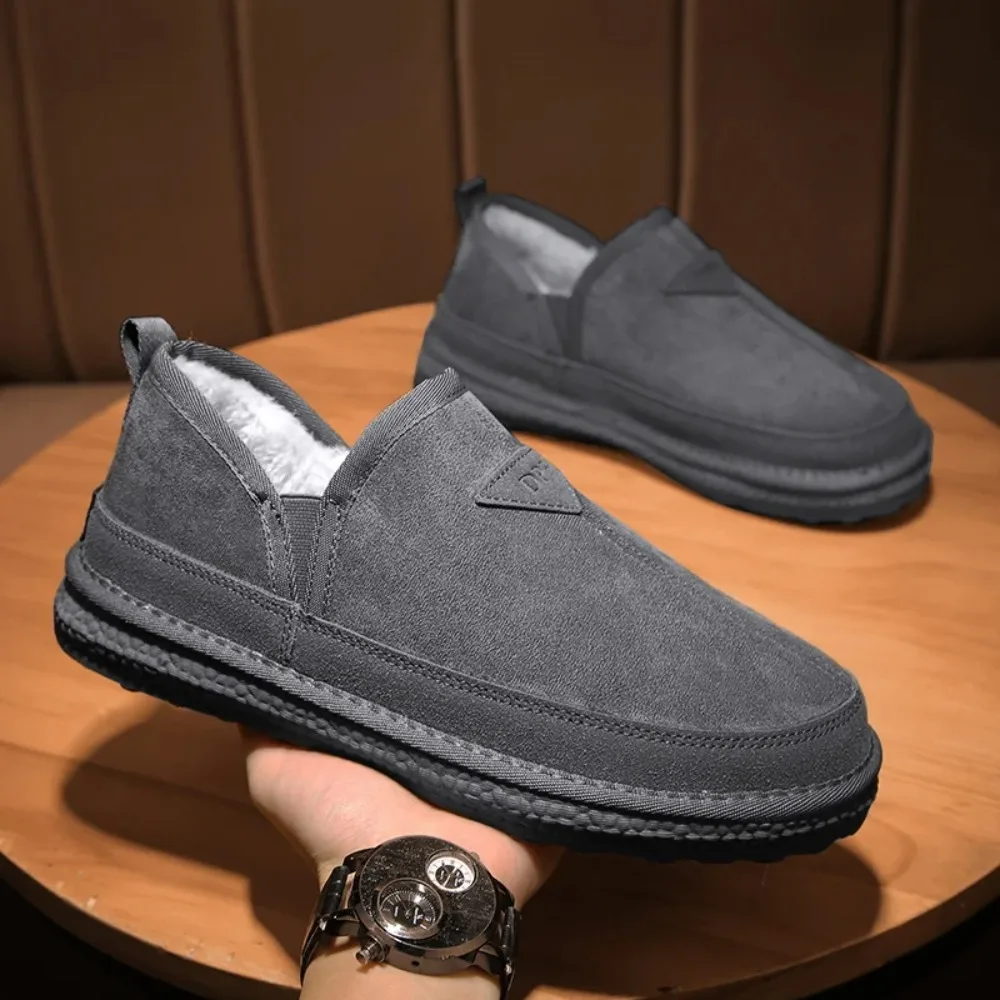 

Winter Men‘s Cotton Shoes High Qualtiy Plush Snow Shoes Non-slip Slip-on Loafers Warm Fur Drive Walking Shoes Platform Sneakers