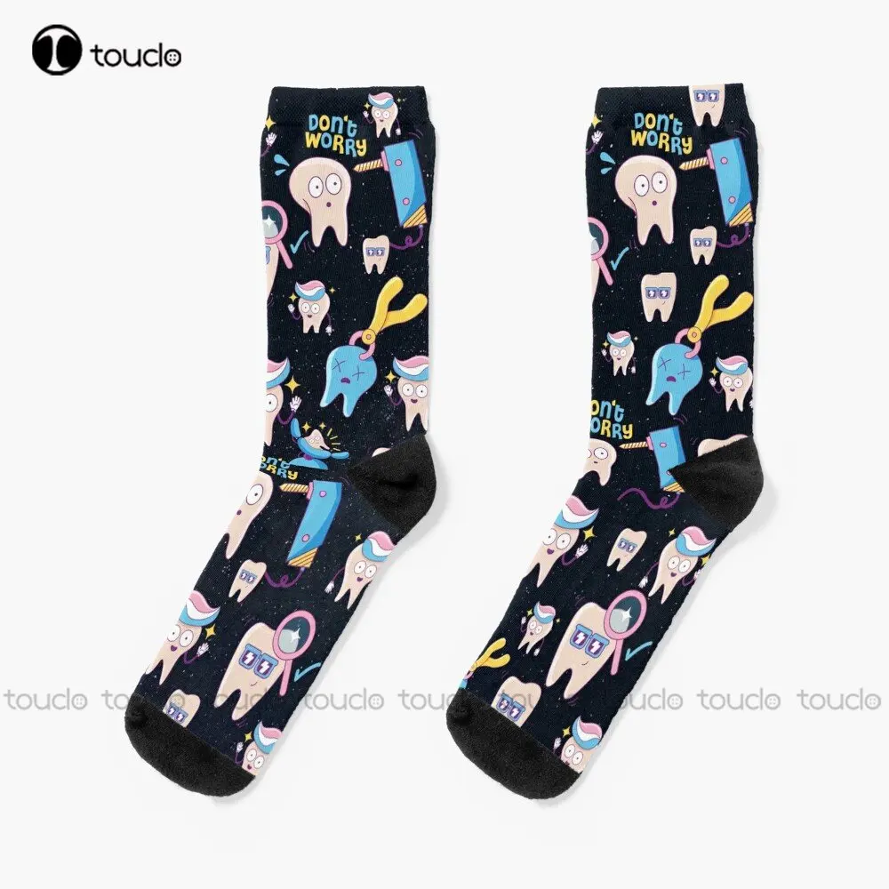 

Dental Pattern Teeth Dental Assistant Dental Squad Students Socks Gifts Funny Dentist Socks Street Skateboard Socks Custom Gift