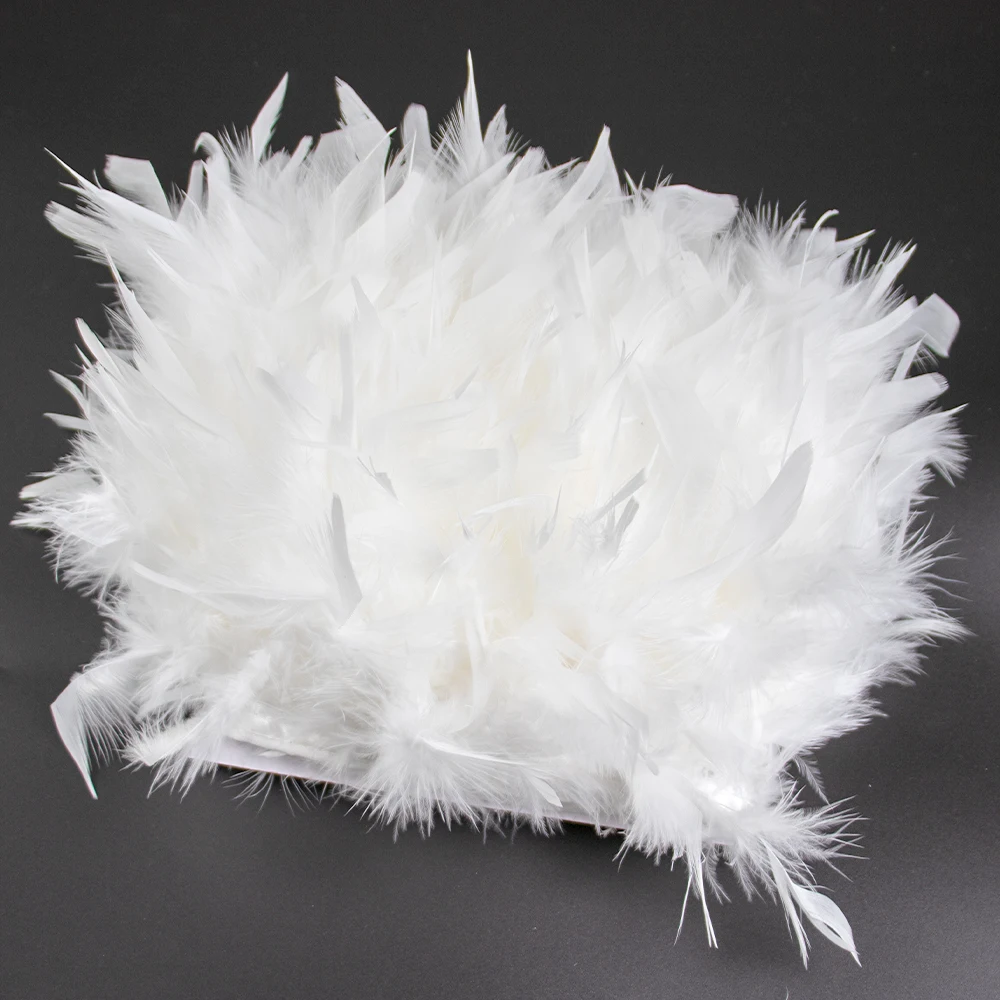 Wholesale Natural Turkey Feathers Trims 10-15CM White Black Plumes Ribbon for Wedding Party Dresses Clothing Sewing Accessories