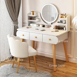 Makeup Vanity Dressing Tables Storage Chest Drawers Mirror Lights Dressing Table Bedroom Tocador Con Luces Furniture LJ50DT