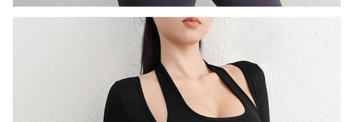 Herbst Sport Damen Oberteile Modische Langarm-Trainings-Tops mit Daumenlöchern Fitness Crop Yoga-Top – Detail 28