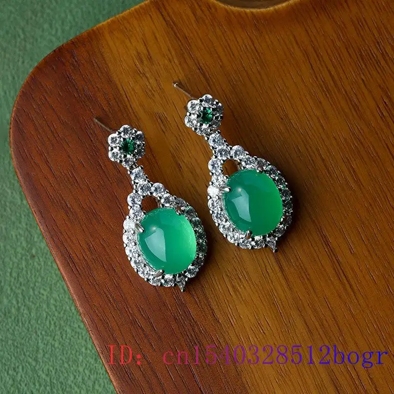 Green Real Jade Water drop Earrings 925 Silver Gift Luxury Natural Jewelry Ear Studs Talismans Carved Designer Women Gifts