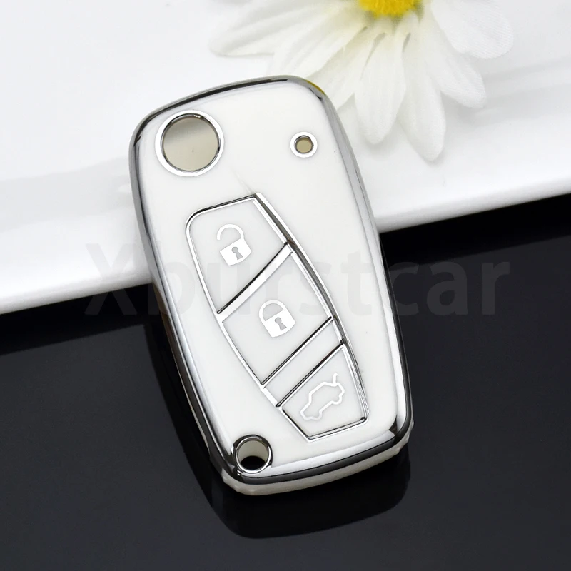 TPU 3 Buttons Car Flip Key Case Cover Shell Fob Accessories For FIAT Panda Stilo Punto Doblo Grande Bravo 500 Ducato Minibus