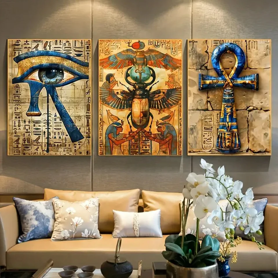 Luxury Bags Europe - ศิลปะอียิปต์ DIY เพชรภาพวาด Triptych เต็มรูปแบบเพชรโมเสคใหม่ 2025