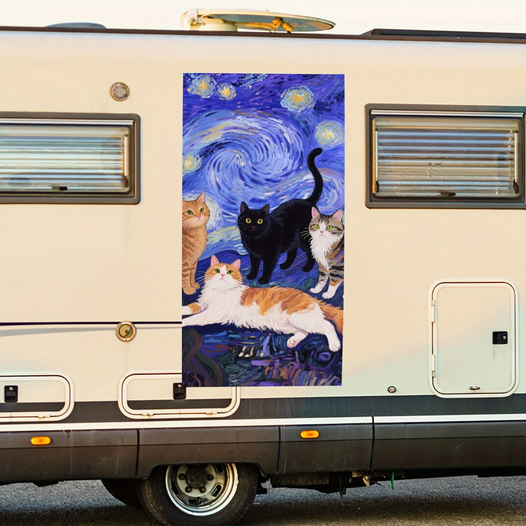 

Автомобильная наклейка «Звездная ночь» с котами, виниловая наклейка на сторону моторики дома, водонепроницаемая самоклеящаяся виниловая наклейка на сторону т.