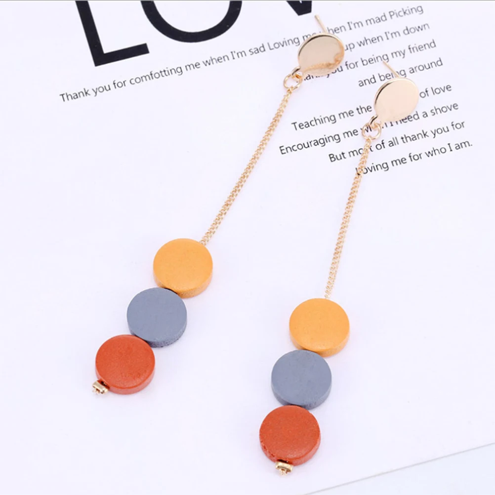 

1 set Wooden Vintage Earrings Jewelry Women Earrings Eardrop Tassel Vintage Jewelry Eardrop Daily Wear Gift