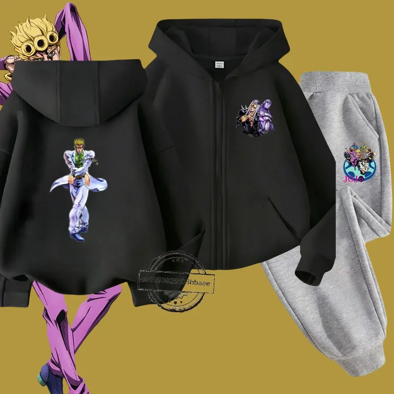 

Autumn and winter JOJO's Fantasy adventure children's hoodie set day cartoon print new long-sleeved street zipper shirt casual