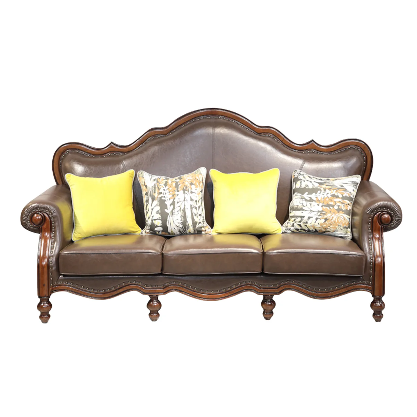 CX Wohnzimmer im ersten Stock, Sofa aus Rindsleder, europäische Sofakombination 123, Villa, große Wohnung