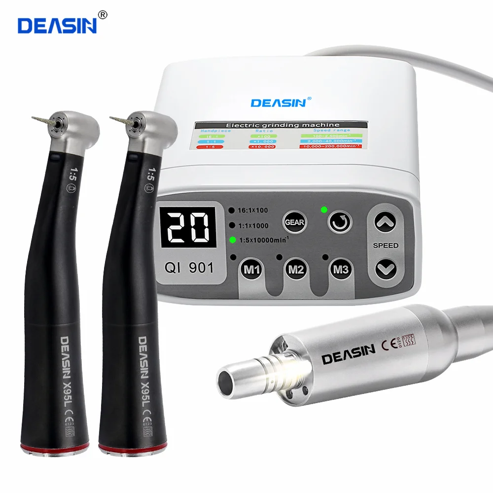 

Dental LED Electric clinical brushless micro motor work With Black 1:5 Fiber optic LED Contra Angle Dentist Low Speed Handpiece