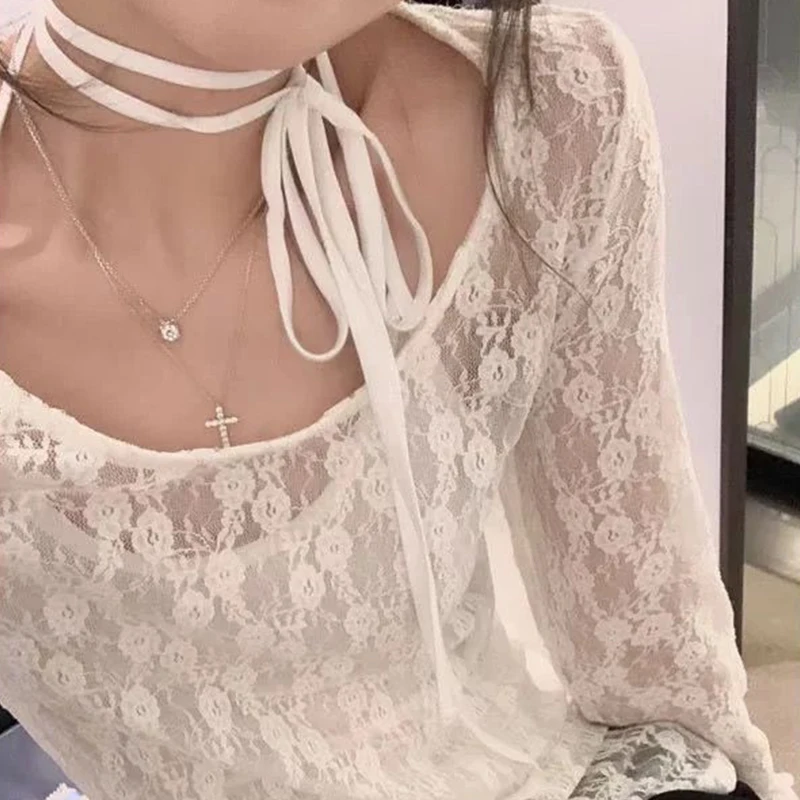 

Fashionable Spring And Summer Thin Lace Sun Protection Blouse For Women