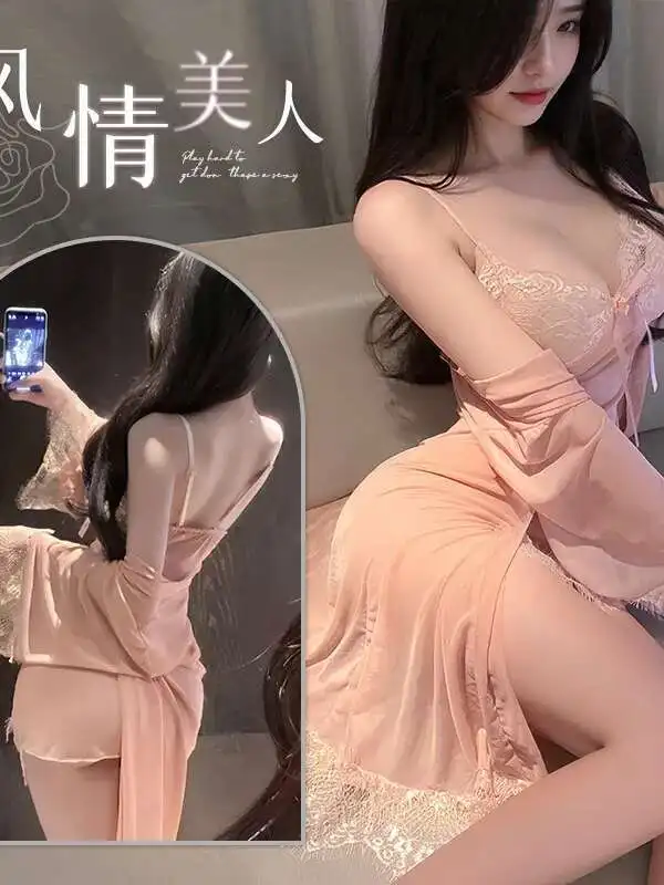 Pure Desire Lace Tulle Home Sleeping Tank Mini Dress Shirt Long Sleeve Women Sexy Sexy Underwear Dress Elegant Mesh Sheer ILA2