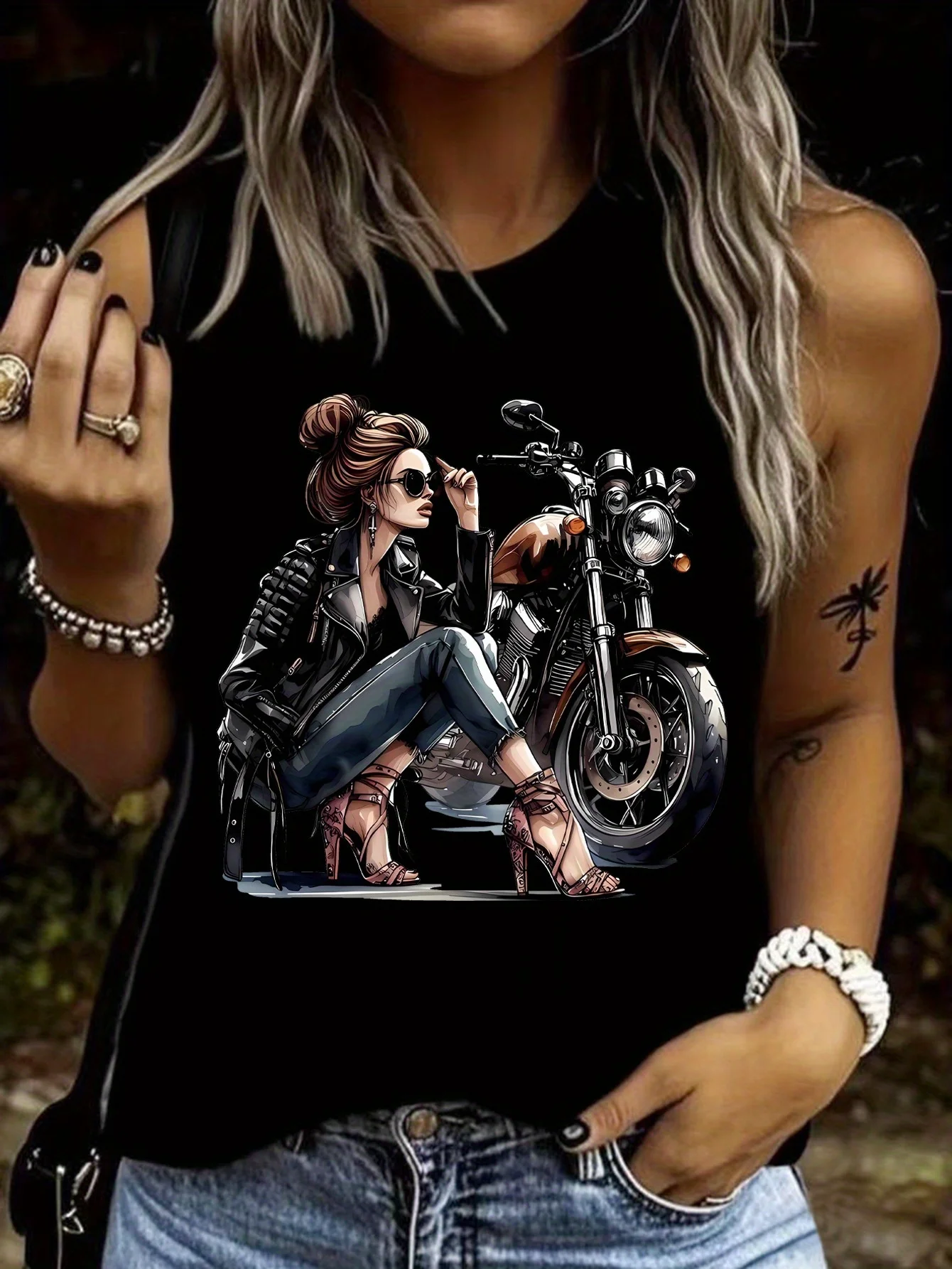 Lustige Tanktops mit Motorrad-Print, modisches Y2K-Weste-T-Shirt für Motorradliebhaber, ärmelloses T-Shirt mit Rundhalsausschnitt, Geschenk für Biker
