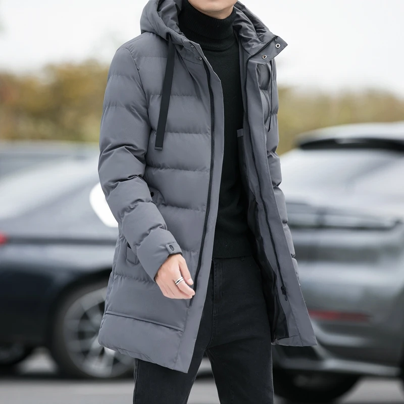 New Male Outwear Winter Coats Slim Fit Jackets Winter Jackets Men Hooded Casual Long Down Jackets Thicker Warm Parkas Size 4XL