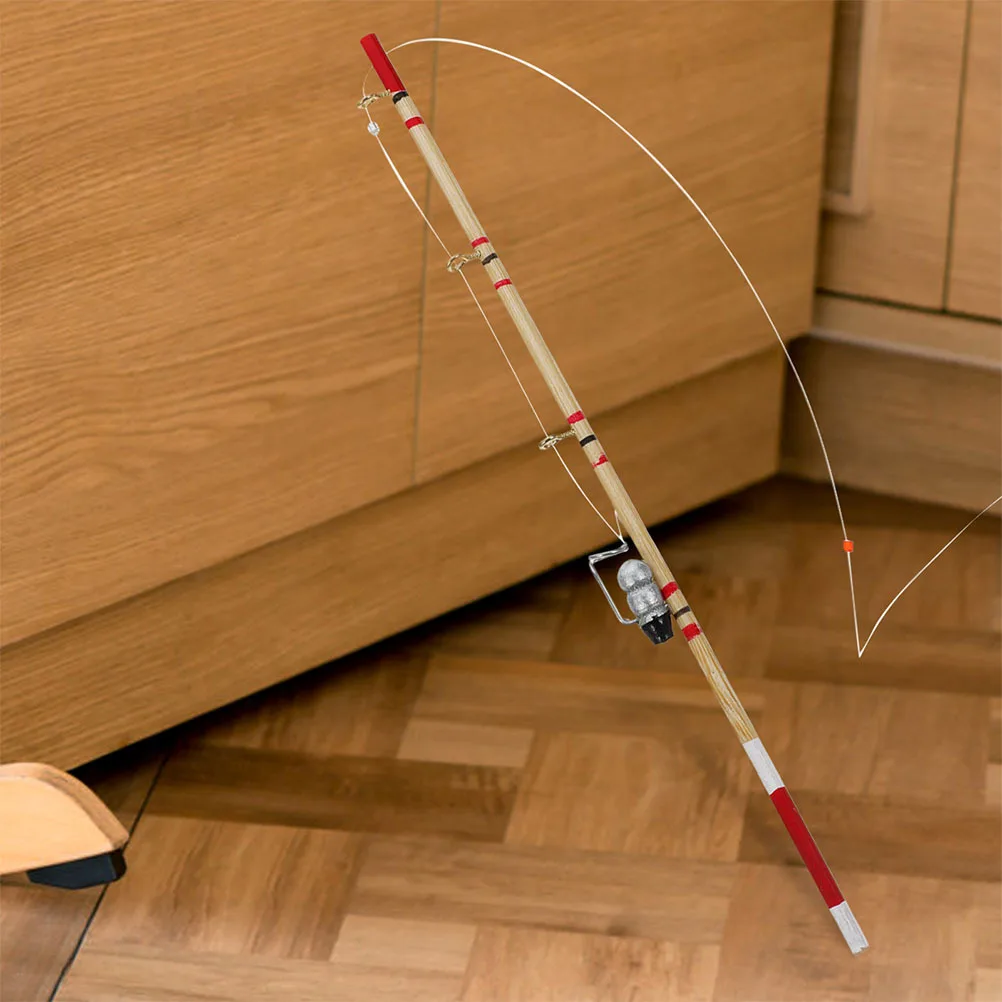 4pcs Miniature Fishing Pole Set Wood Mini Fishing Accessories For Dollhouse Ornaments Enthusiasts Pretend Play Decor