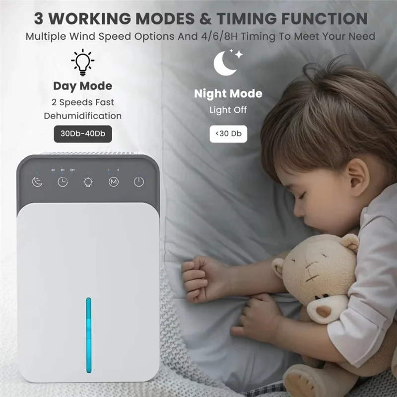 

A27F-Air Dehumidifier For Home Bedroom Office Kitchen Portable Mute Moisture Absorber Machine Air Dryer Deodorizer