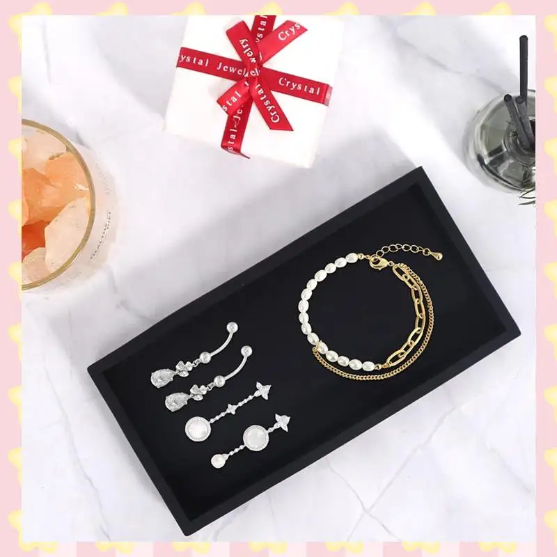 

AB51 Set Of 2 Bathroom Trays, Decorative Tray, Black Silicone Storage Tray, Small Tray For Washbasin, Bathtub