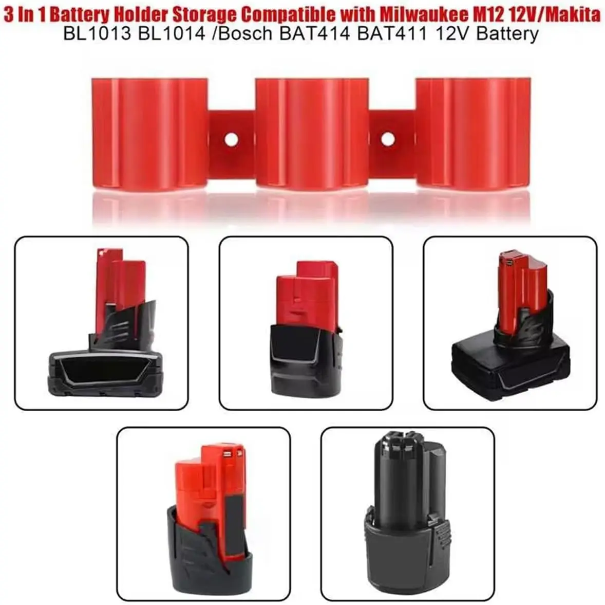 Battery Holder for Makita for Milwaukee for Bosch 10.8V 12V,Wall Mounted Battery Storage Bracket Display Rack