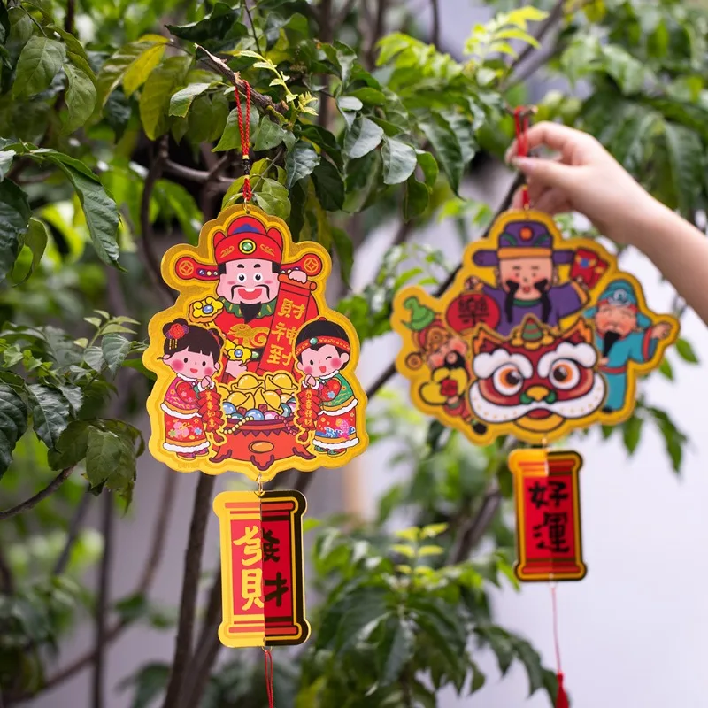 

2PCS Chinese New Year Catoon Tree Hanging Decor 2025 Snake Year Party Ornament for Spring Festival Home Wealth Success Good Luck