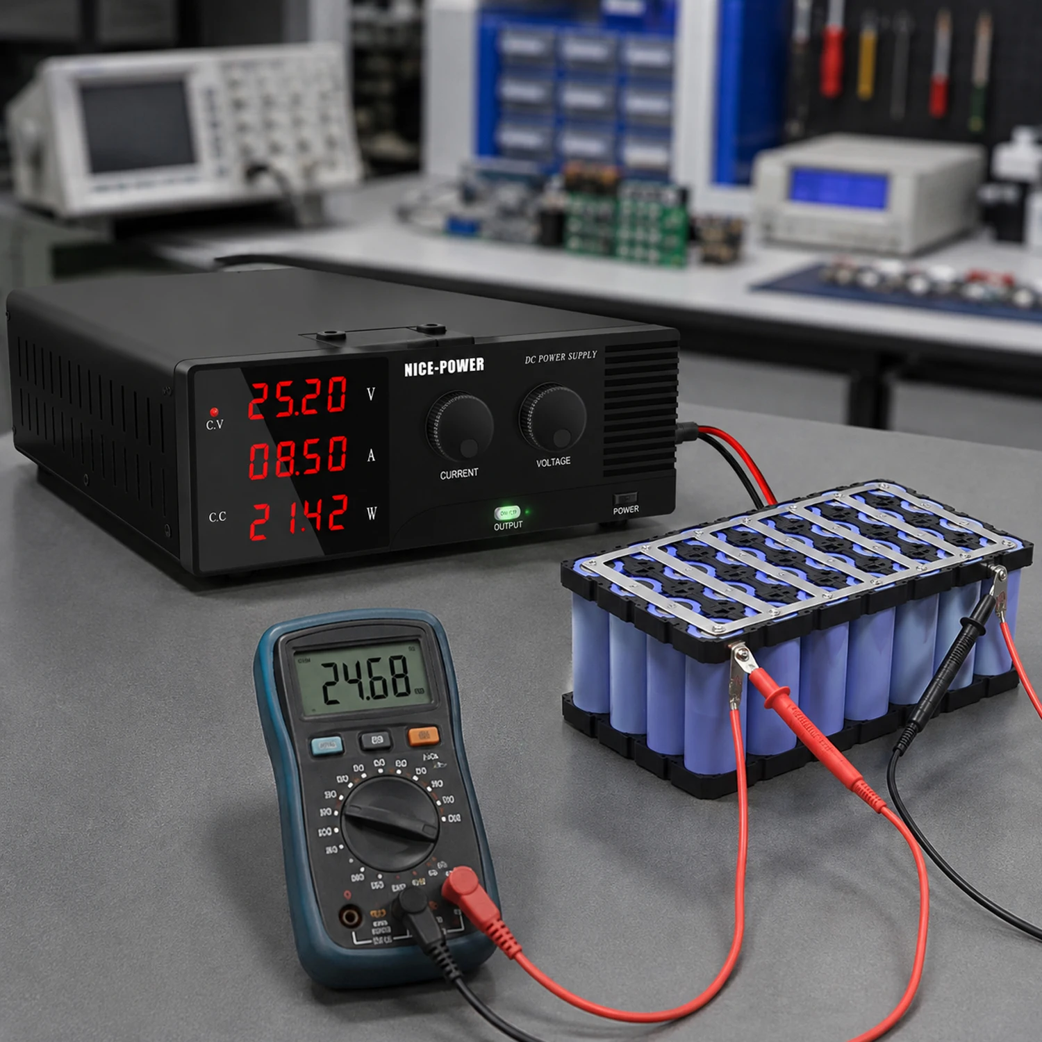 NICE-POWER 3000W Adjustable Bench Power Supply for Bare Battery Charging Golf Cart Charging 0-200V Up To 100A Solar Battery MPPT