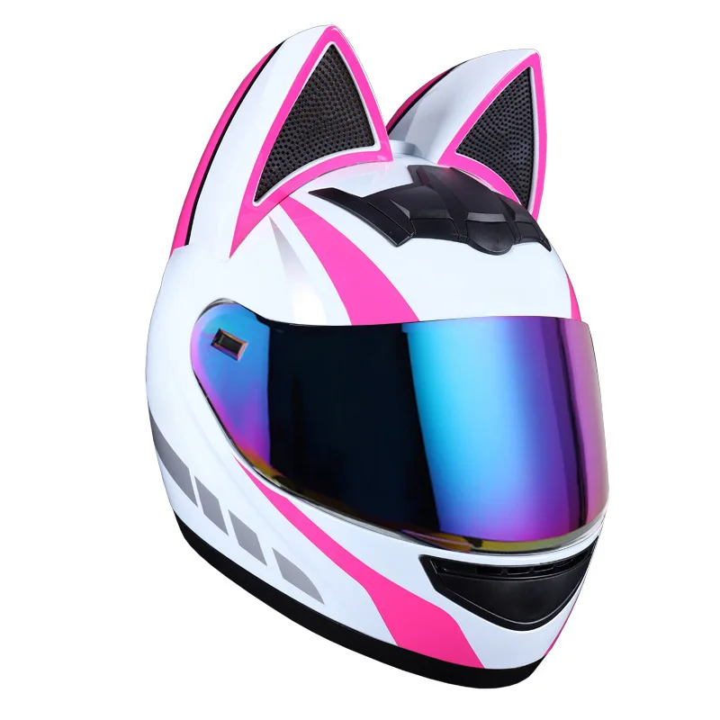 Women Motorcycle Helmet Cat Ear Detachable DOT Certification Moto Helmet Casco Moto Full Face Helmet Capacete De Moto Off-road