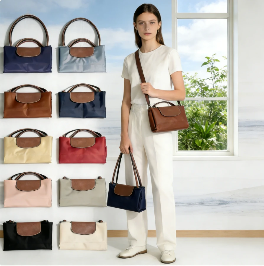 

Сумка женская 2026: легкая нейлоновая, вместительная, с длинными ручками, разноцветная, в стиле Y2K, для повседневного использования, складная, модная