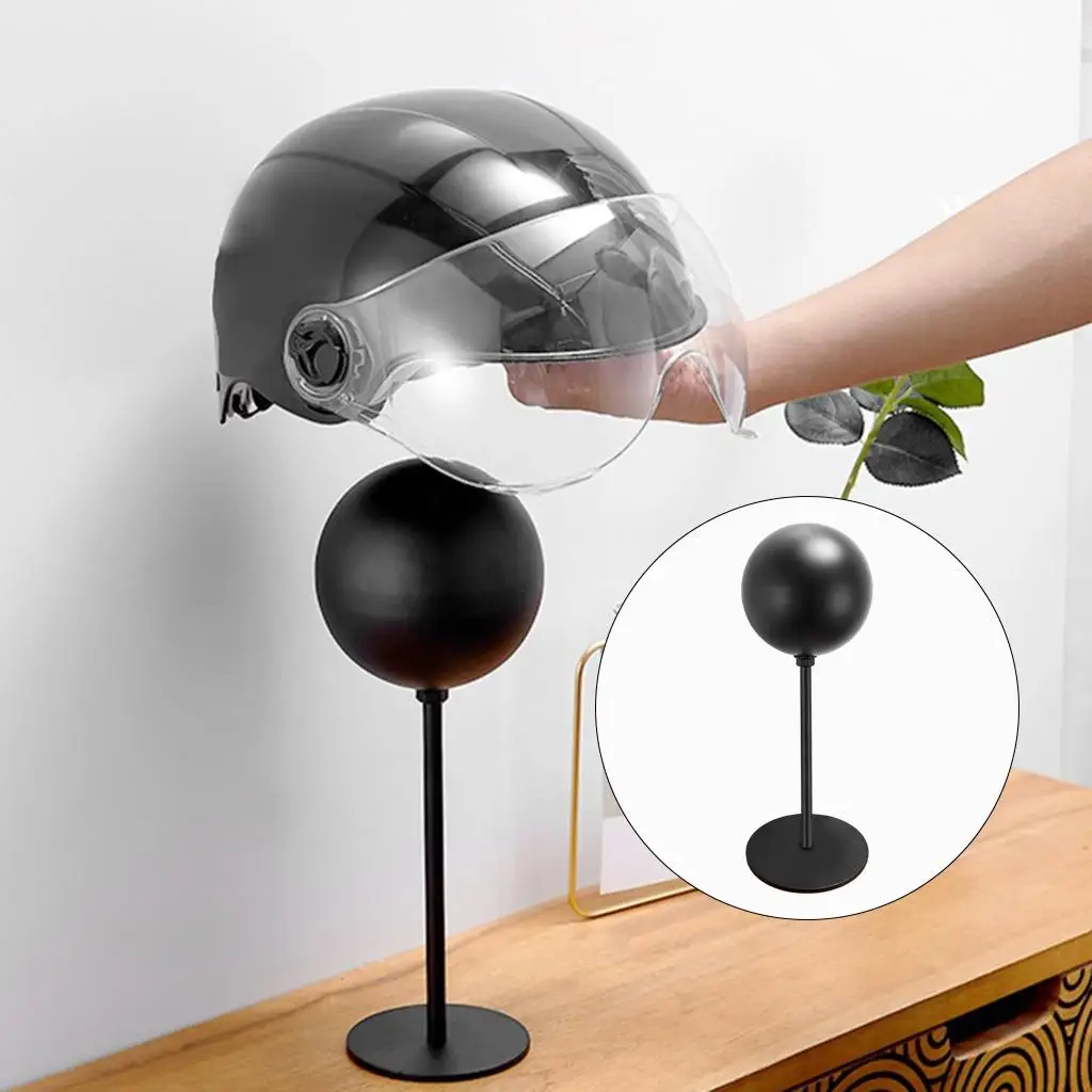 Multifunctional Hat Display Stand Metal Countertop and Wall Mounted Helmet Rack with Waterproof Hook for Home