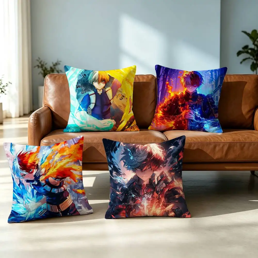 Shoto Todoroki Ice And Fire Square Double-Sided printed Pillow Case Bedroom Bedside Pillow Sofa Cushion Cover Gift