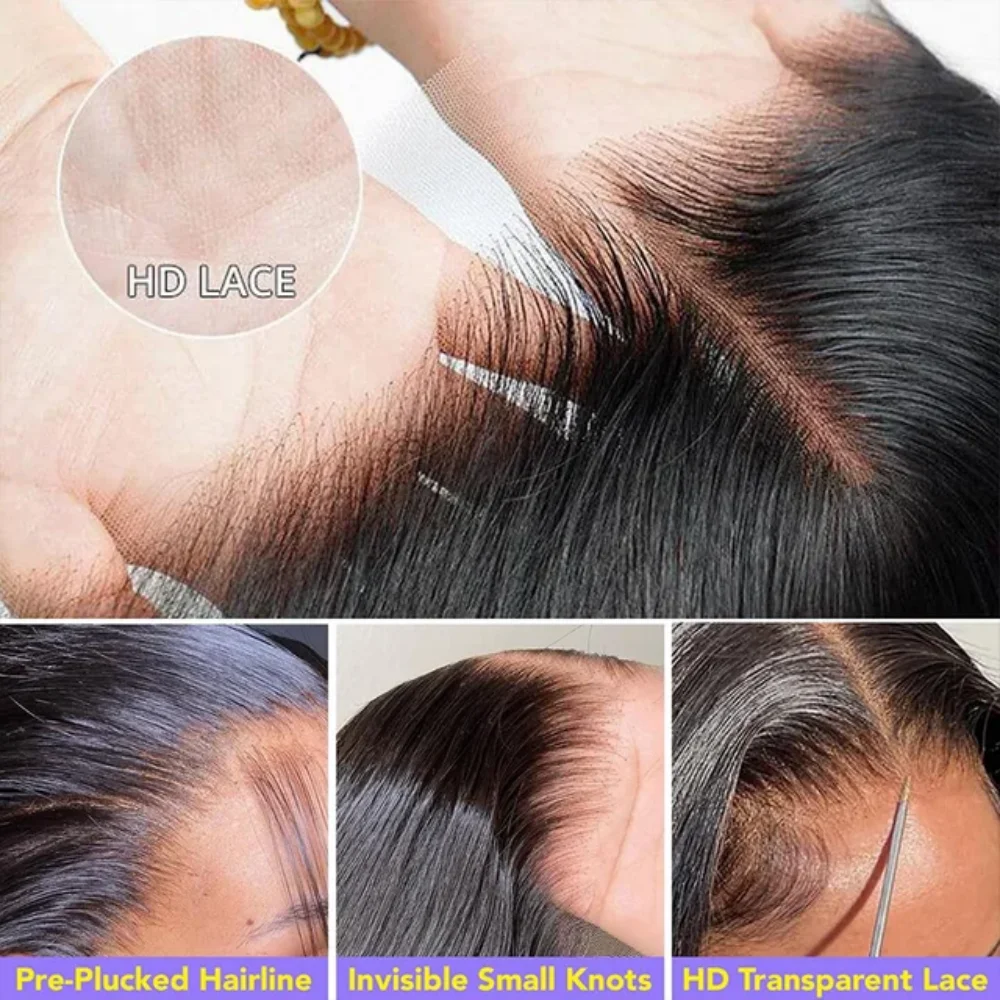 30 40 Polegada 250 densidade osso em linha reta 13x6 hd peruca frontal do laço 13x4 frente do laço transparente pré arrancado 100% cabelo humano para mulher