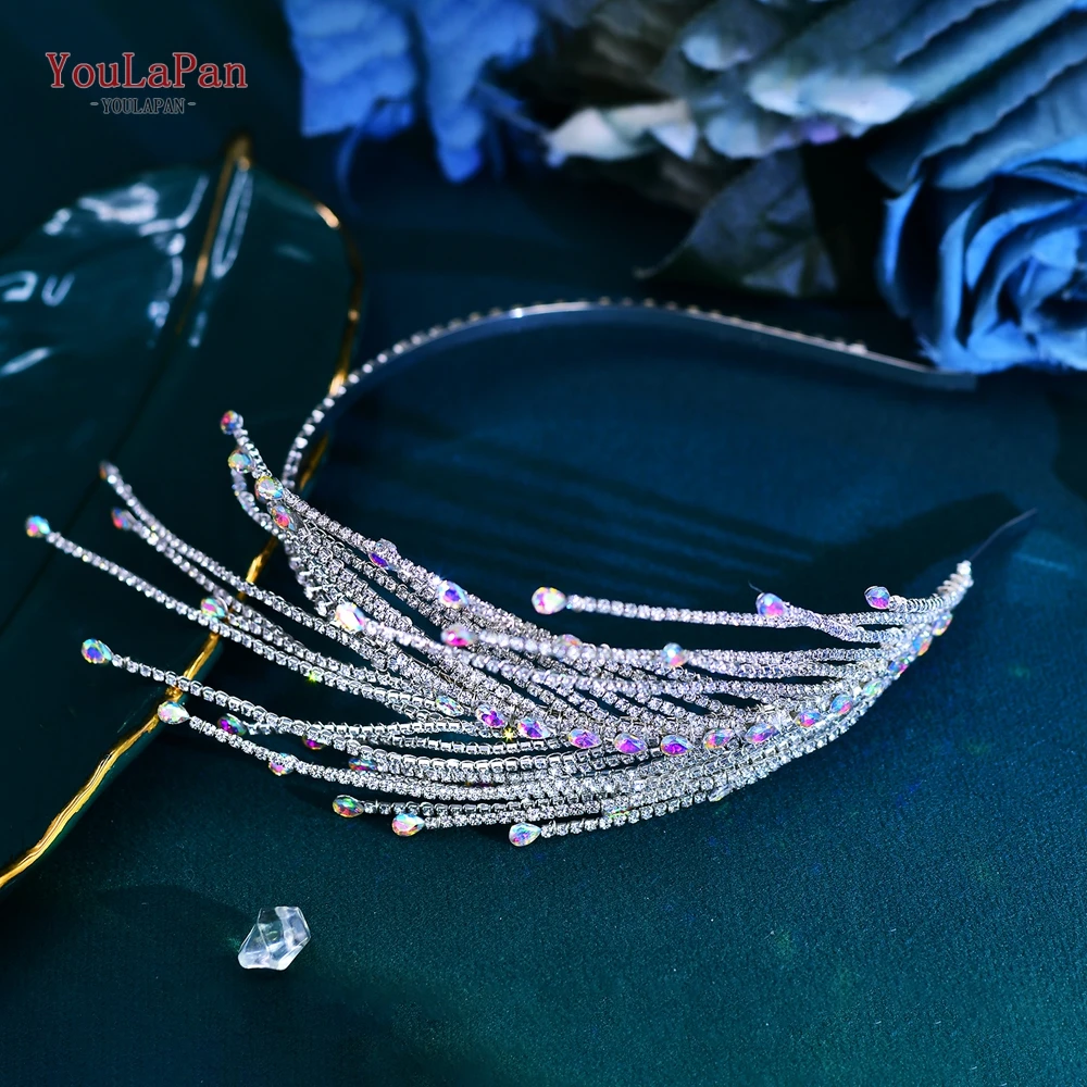 YouLaPan-Diadema de boda con diamantes de imitación para mujer, diadema de cristal hecha a mano, accesorios para el cabello para fiesta, HP628