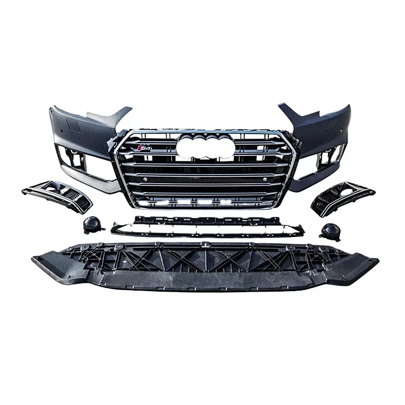 

car bodikits High quality PP material Auto modified front bumper with grill for A4 B9 S4 new style body kit 2017 2018 2019