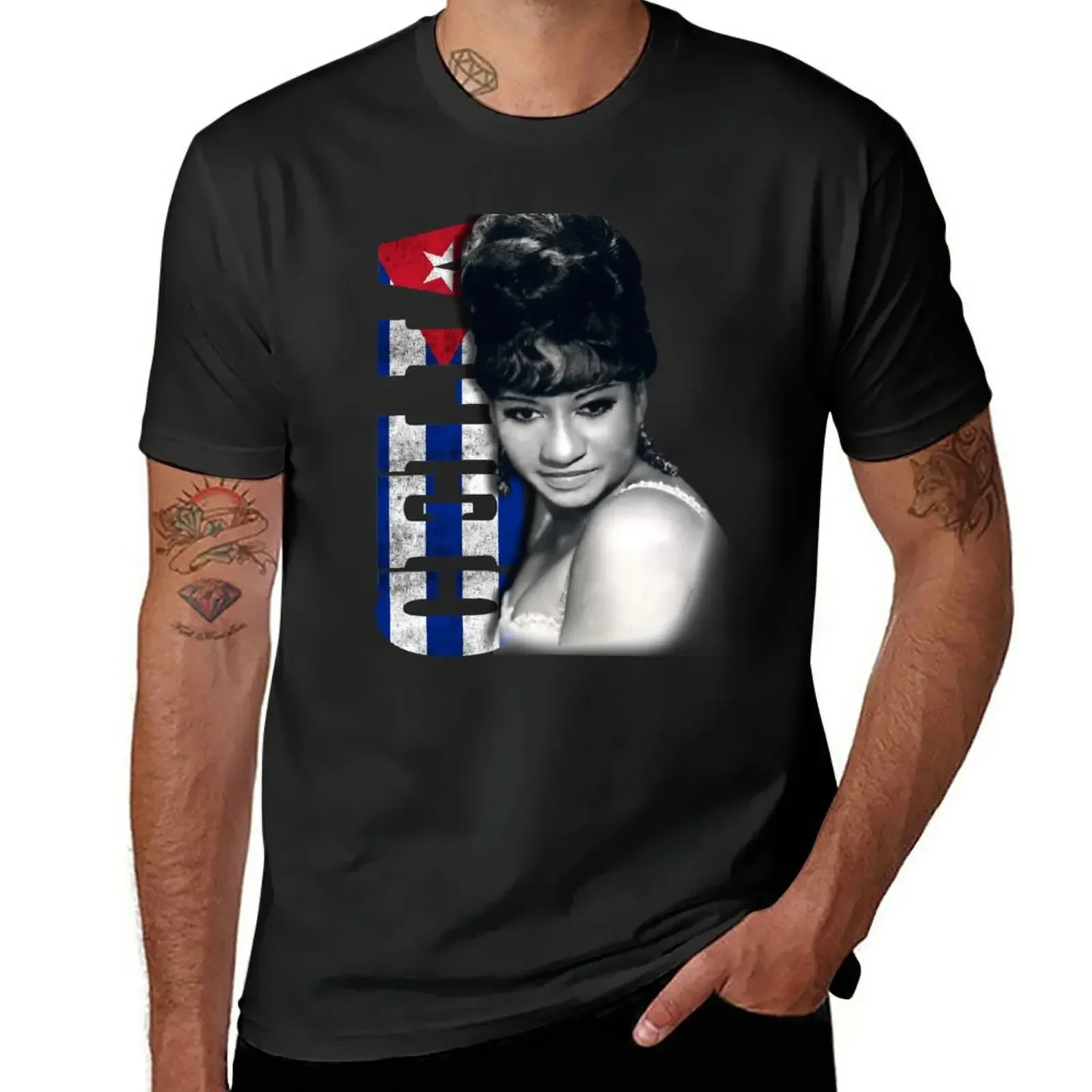 Celia Cruz Cuba Flag T-Shirt tops anime mens big and tall t shirts