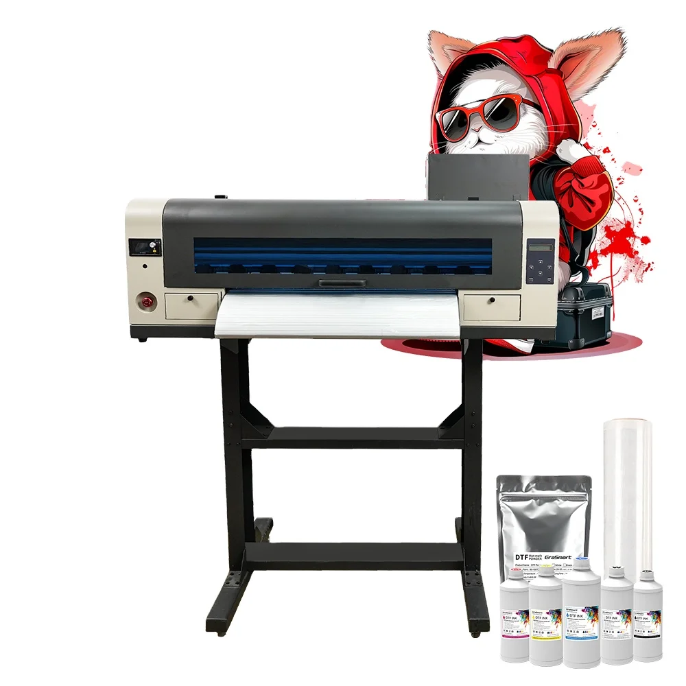 Erasmart Automatic A1 60CM Dual Heads I3200 24 Inch DTF Garment Printer T-Shirt Film Printing Oven Shaker Machine A1 DTF Printer