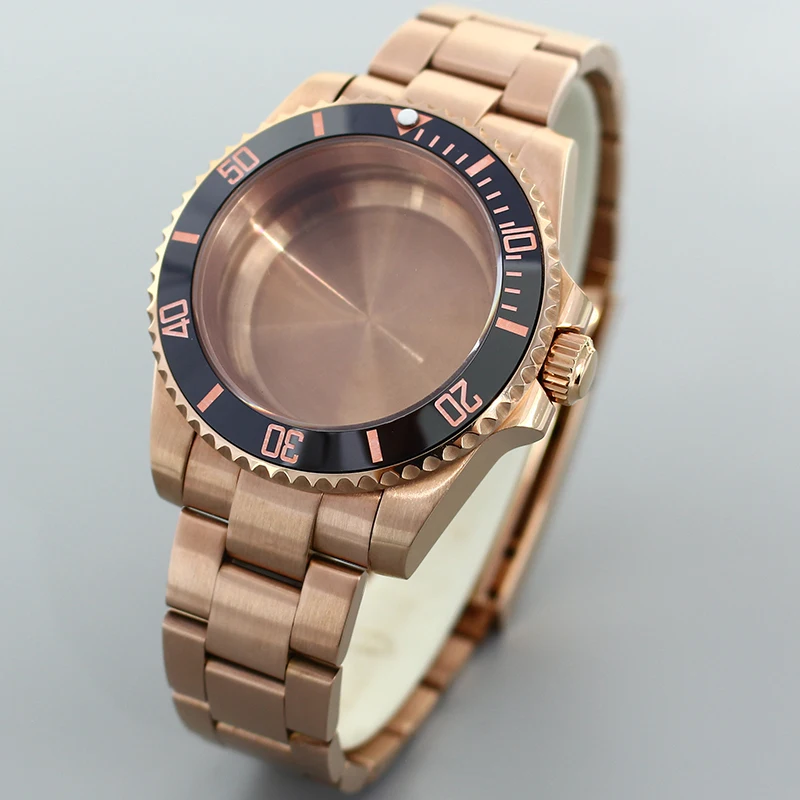 40mm NH35 Watch Cases Rose Gold High Quality bands Sapphire Water Resistant For Seiko NH35 NH36/34 8215 2824 Movement Submariner