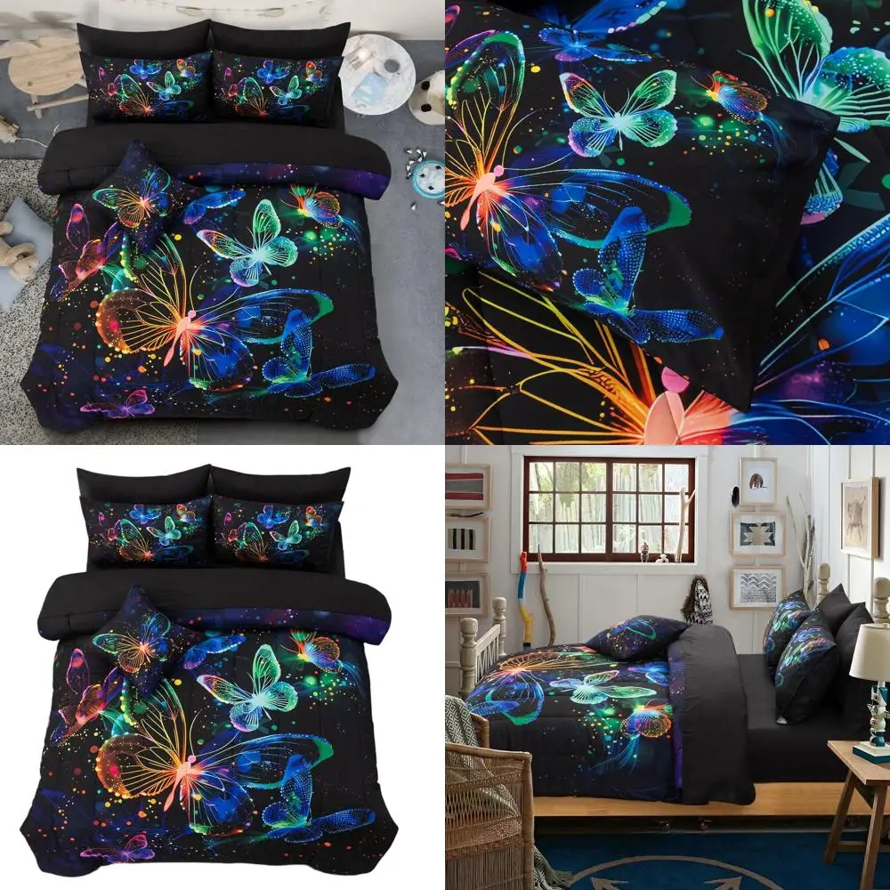

Комплект постельного белья 3D Space Butterfly, эффект блеска, одеяло из 6 предметов для детей и подростков