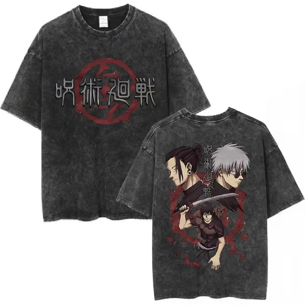 الرجال النساء قصيرة الأكمام تي شيرت موضة عادية القطن تي شيرت أنيمي Jujutsu Kaisen Toji Fushiguro الجرافيك خمر غسلها تي شيرت