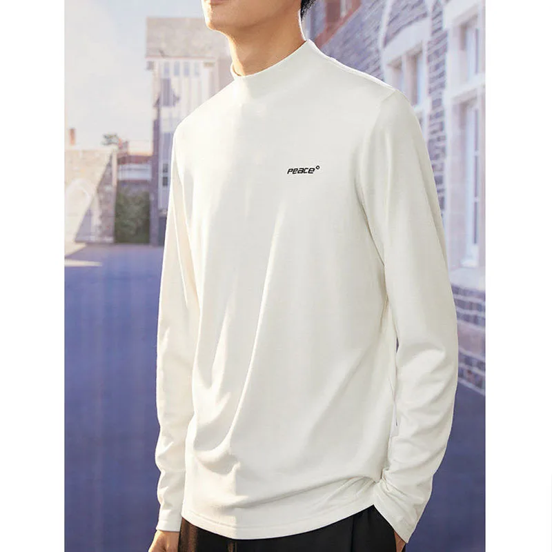 2023 Autumn and Winter Men\'s Long Sleeve T-shirt with Half High Neck Underlay Loose Inner Layer Comfortable Versatile Top