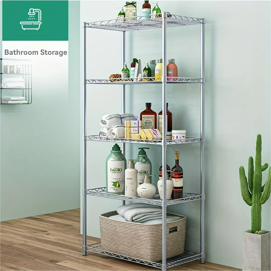 5-Tier Industrial-Grade Storage Shelf - Standing Shelf Units for Garage, Bathroom, and Storage Room - Heavy-Duty Metal Shelving