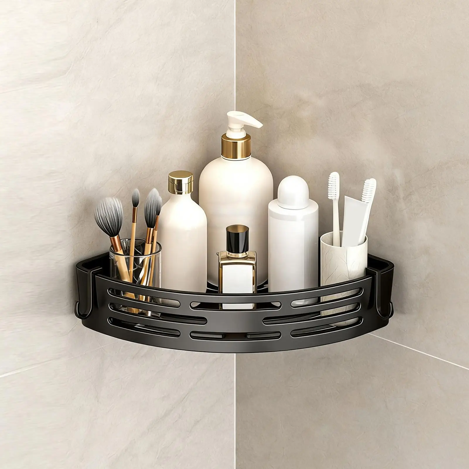 Starker Saugnapf-Duschorganizer ohne Bohren, Badezimmer-Aufbewahrungsregal, robuste Eckablage für Shampoo, Conditioner, Seifenflaschen