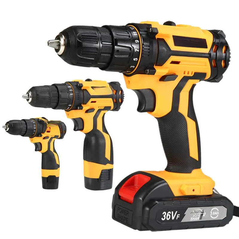 1150RPM 2-Speed Rechargeable Wireless Power Drills Portable Cordless Impact Drill Multifunction Lithium Electric Screwdriver Set