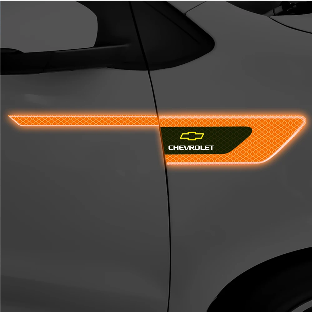 2pcs Car Reflective Safety Warning Door Fender Bumper Protective Sticker For Chevrolet Cruze Captiva Trax Malibu Tahoe Equinox