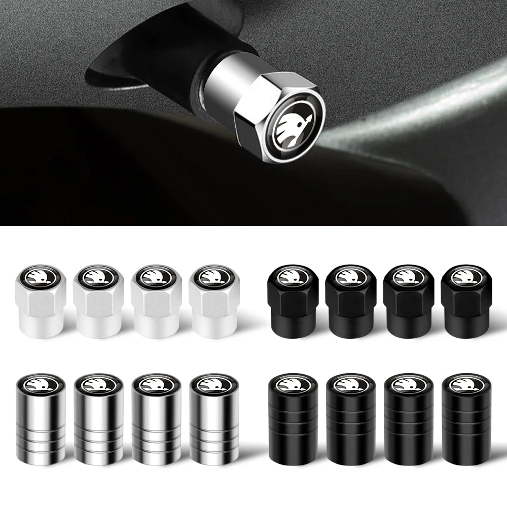 4pcs Metal Car Styling Wheel Tire Valve Air Stem Cap Covers For Skoda S Skoda Kodiaq Fabia Kamiq Karoq Octavia A5 A7 Rapid Scala