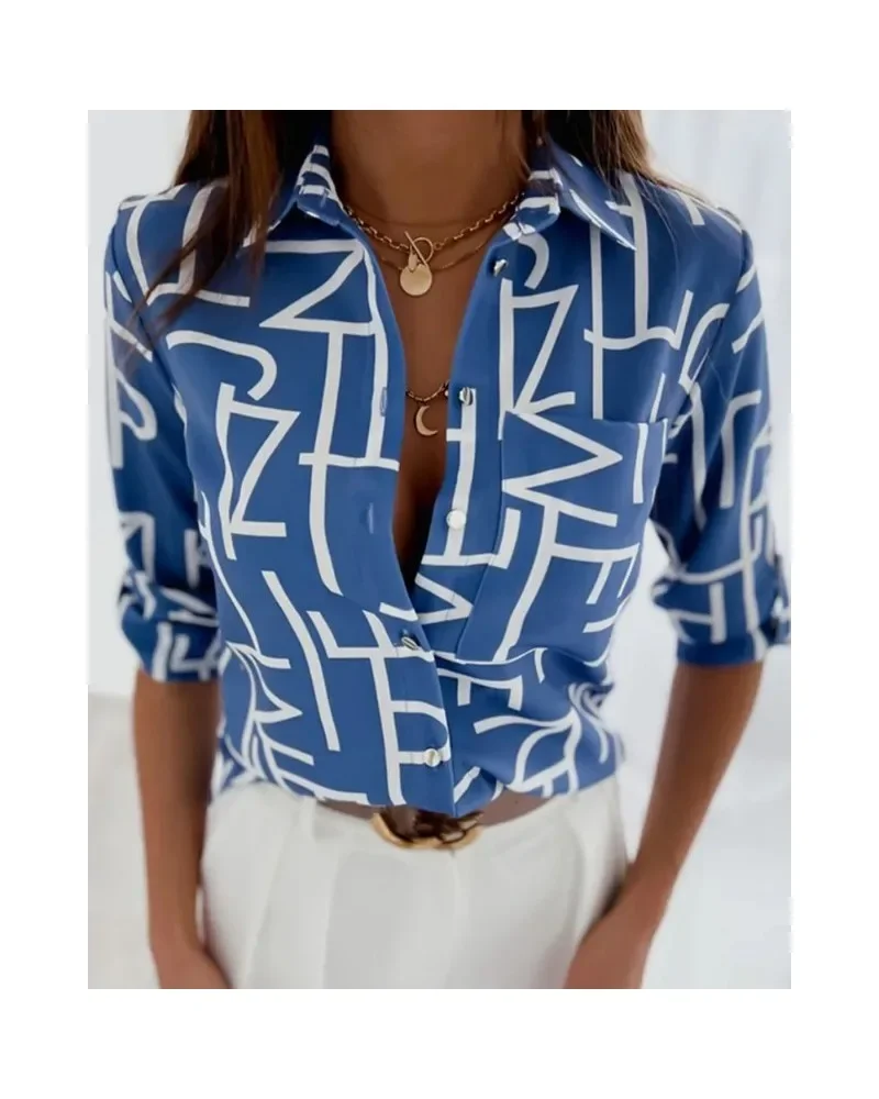 Long sleeved shirt printed shirt for women chasing trends showcasing personal charm versatile yet fashionable women shirt  tops