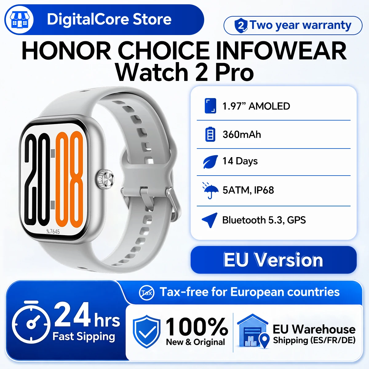 Image of HONOR CHOICE INFOWEAR Watch 2 Pro 1,97 Zoll AMOLED-Display mit schmalem Rahmen, unterstützt Barometer und Kompass, autonome GNSS-Positionierung