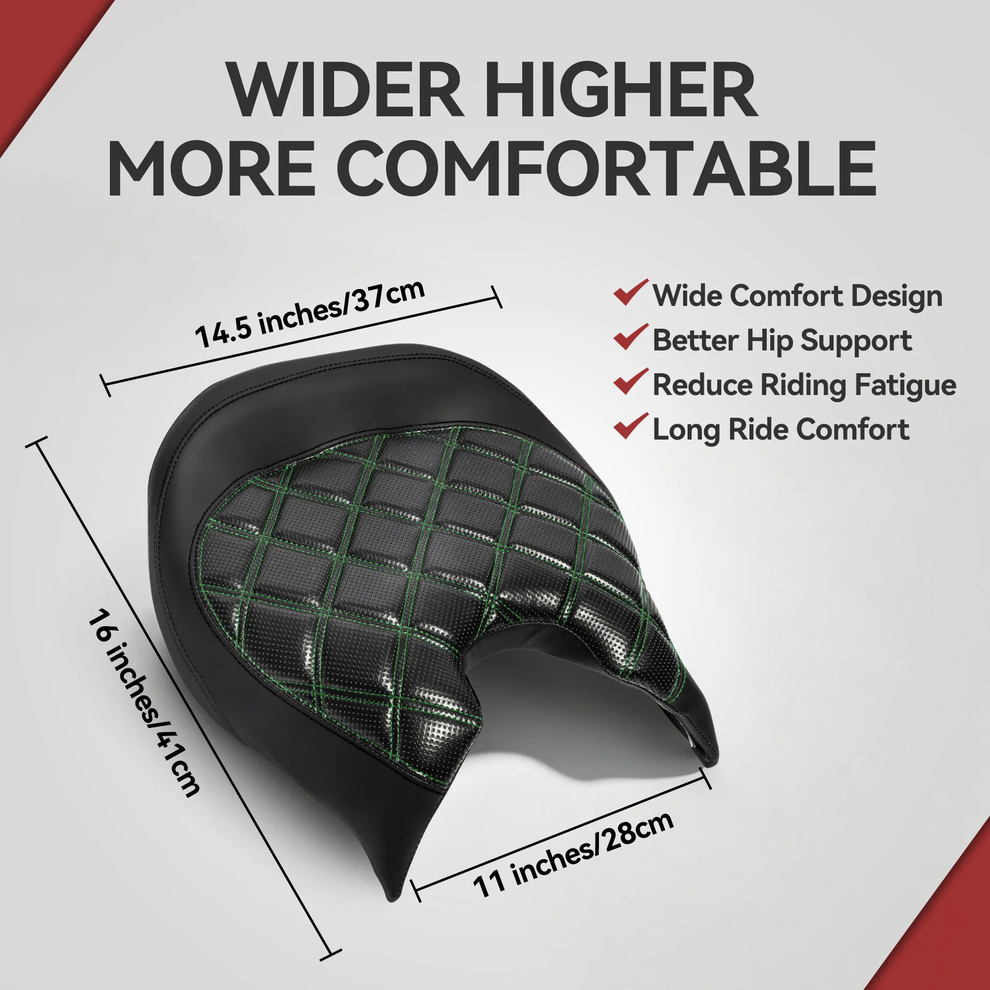Cool Green Rhomboid Stitch Seat for Can-Am Ryker 600/900/Sport/Rally | High-Quality Comfort Driver Saddle 2019-2026