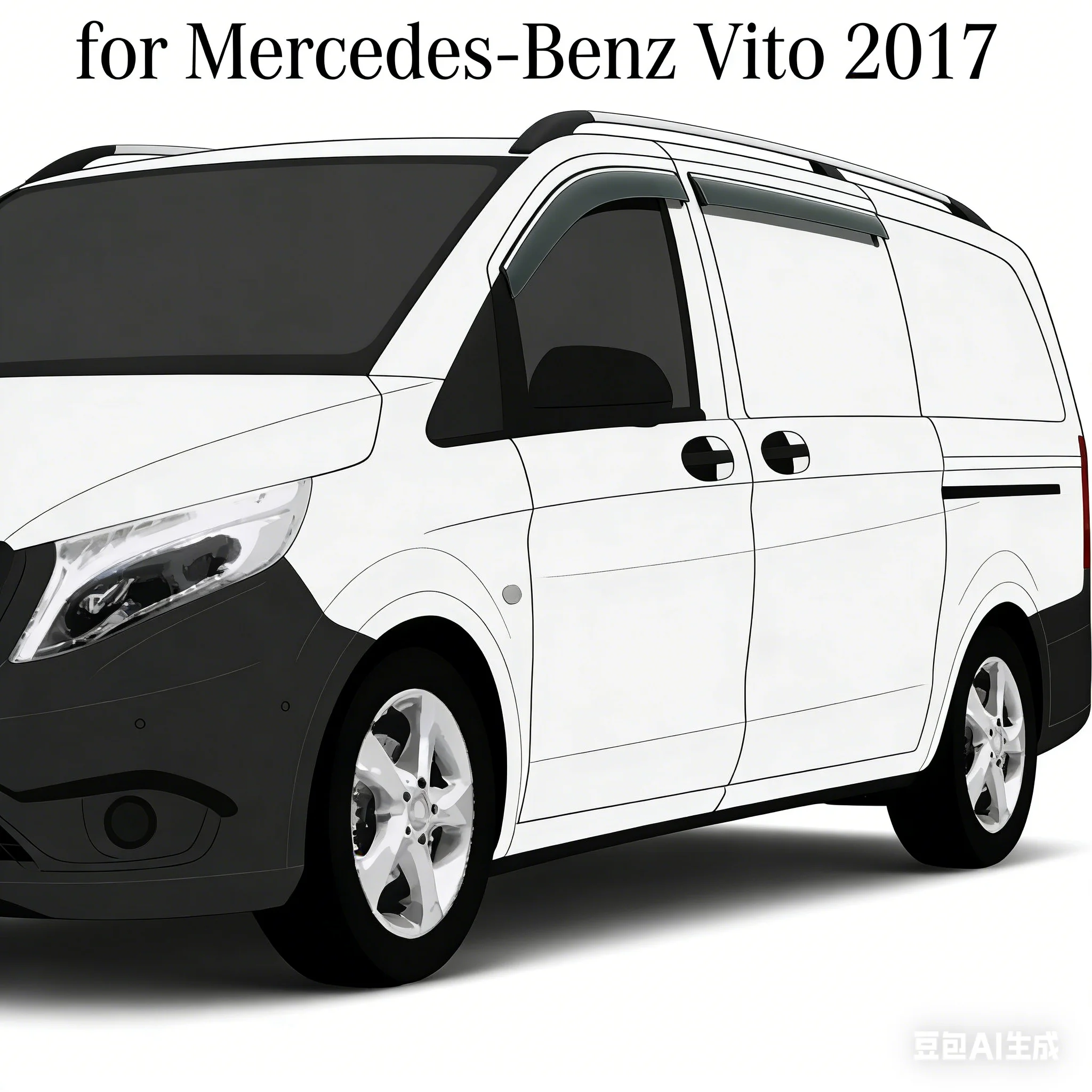 For Mercedes-Benz Vito W447 2014-2023 / Viano / Sprinter Window Visors Rain Guard, PC+Stainless Steel Wind Deflector