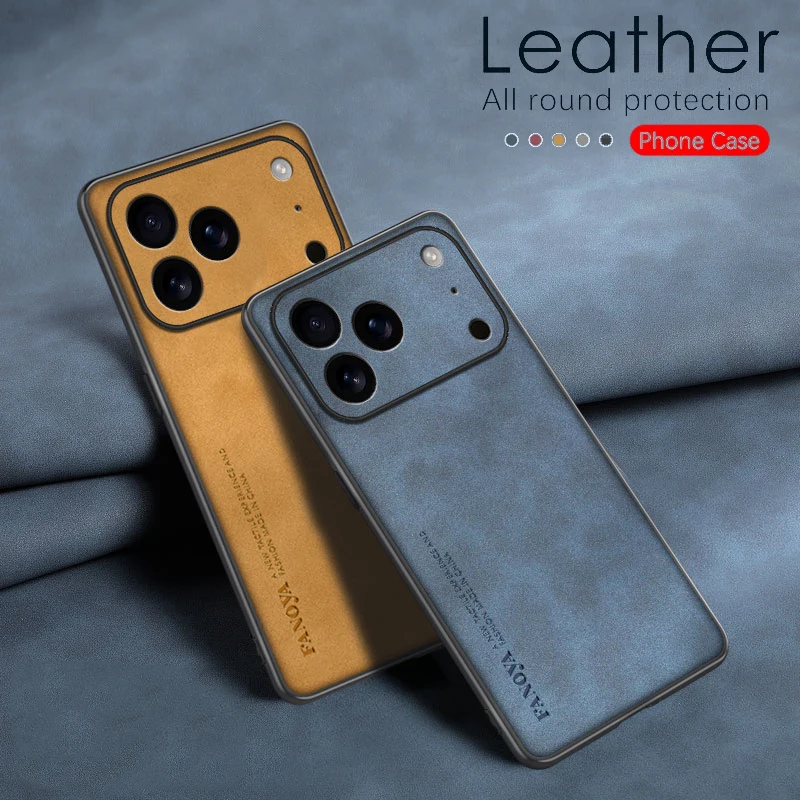 Hülle für Apple iPhone 17 Pro Max Protect Lens Lammfell Leder Shell Coque 17 Air 16 Pro Max Cover TPU Soft Bumper Shockproof Funda