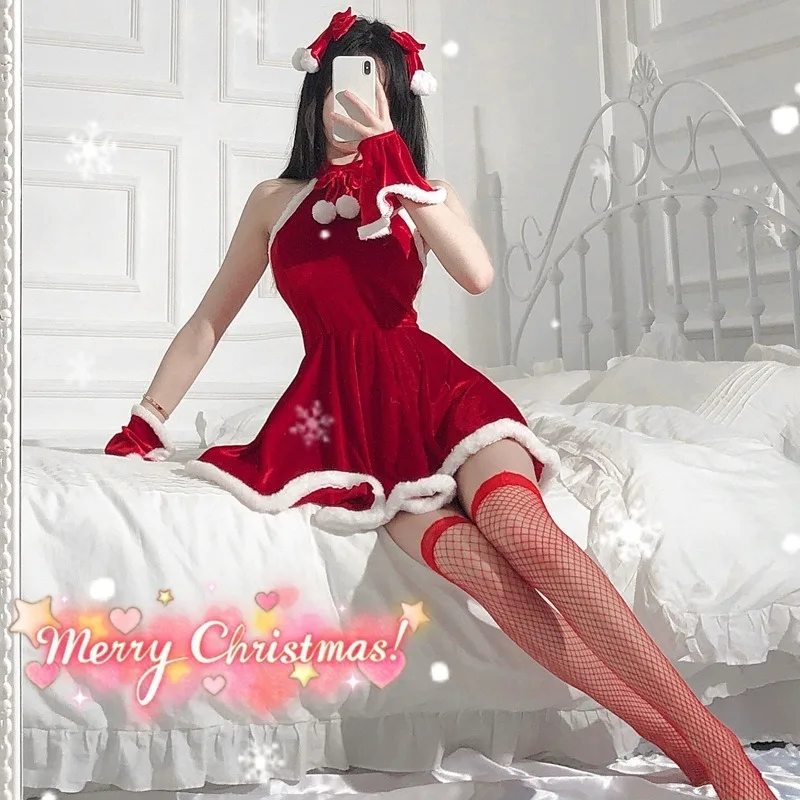 

Soft Christmas Cosplay Costume with Ears and Neck Accessories Sexy and Seductive Outfit Suitable for Holiday Cosplay and Parties