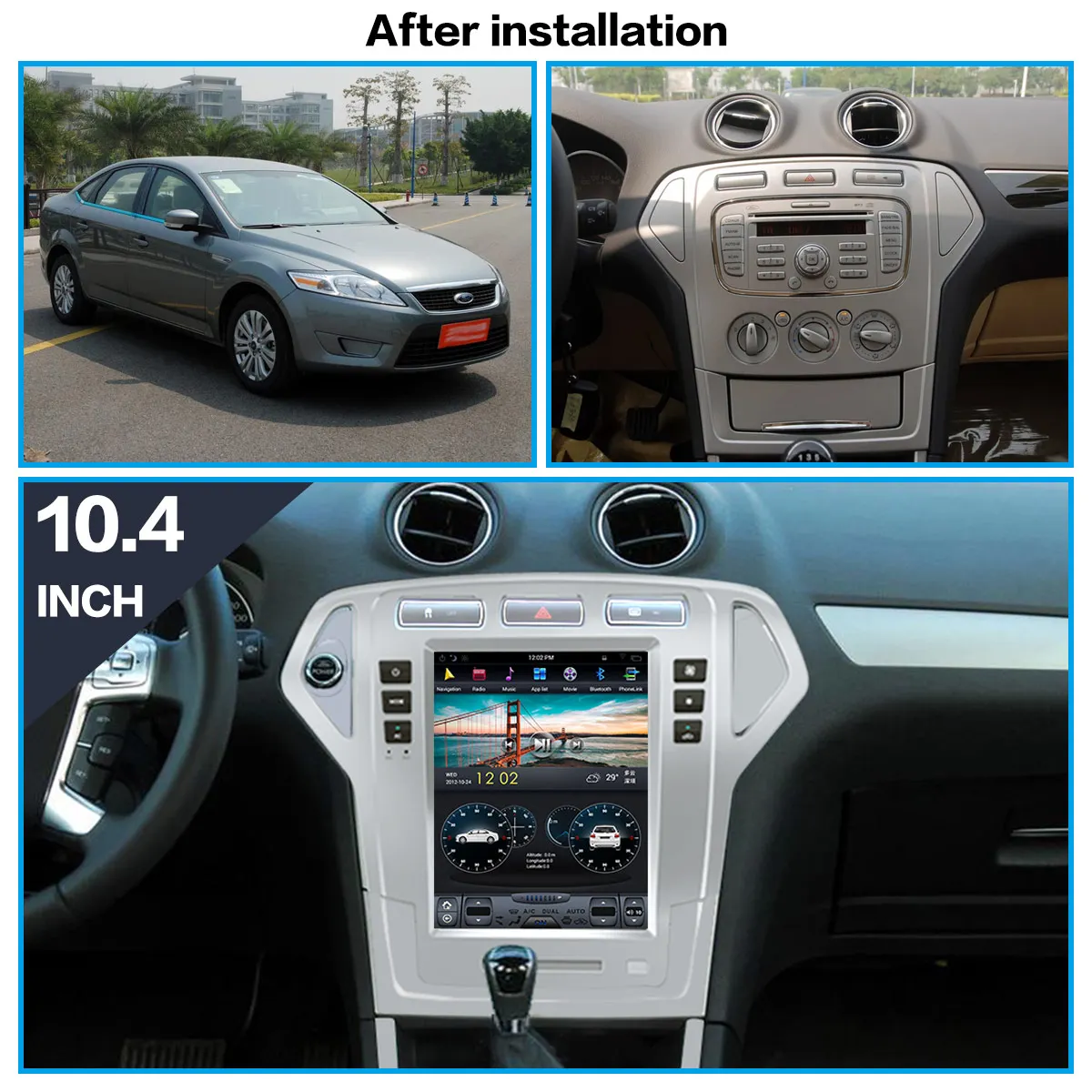 

10.4" Android 14 Car Radio Multimedia Video Player For Ford Mondeo 4 MK4 Galaxy 2007 - 2010 Carplay Auto GPS Navigation Stereo